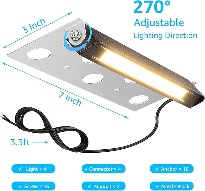 SUNVIE 7 Inch Hardscape Lighting 5W LED Retaining Wall Lights 3000K Warm White - Image 7