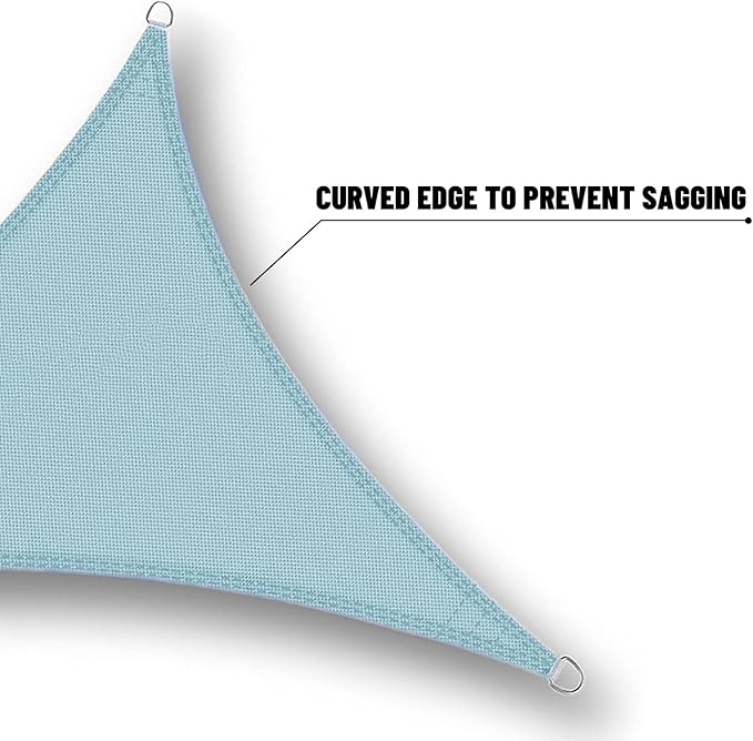 SUNNY GUARD Waterproof Sun Shade Sail 16' x 16' x 16' Sky Blue Triangle UV - Image 4