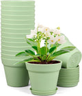 6 inch Plastic Nursery Pots, 16 Pack Plant Pots by Meowell
