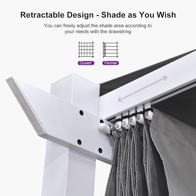 PURPLE LEAF 10' x 13' Outdoor Retractable Pergola - Image 4
