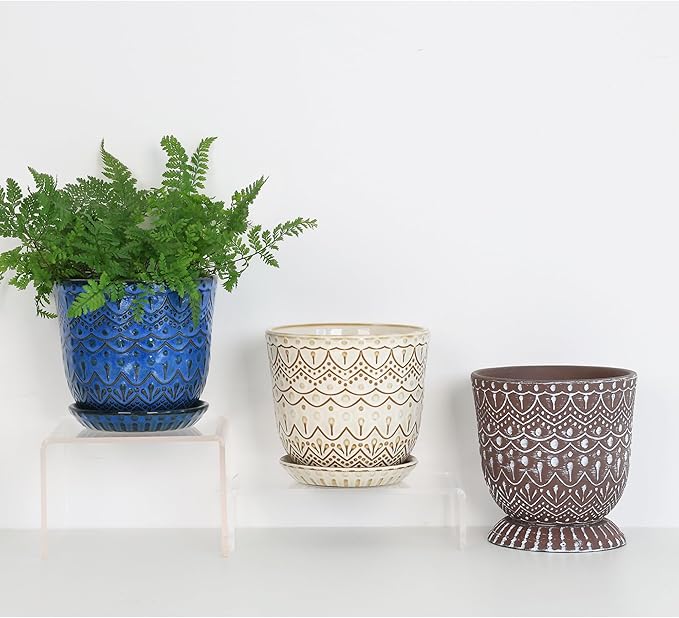Gepege 6 Inch Blue Ceramic Planter, Plant Pot - Image 5