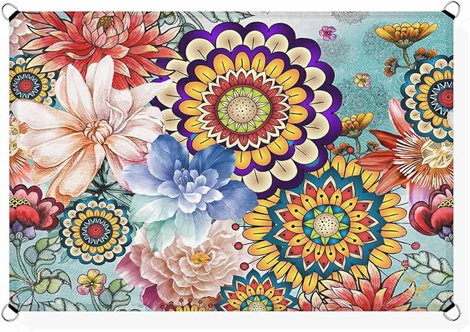 Sun Shade Sail 14'x18' Boho Floral Rectangle Sun Shade Sails Canopy Waterproof - Image 2
