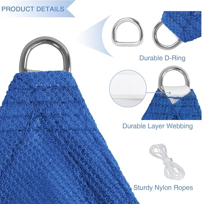 E&K Sunrise 15' x 15' x 15' Sun Shade Sail Triangle Canopy Shade Cover UV Block - Image 4
