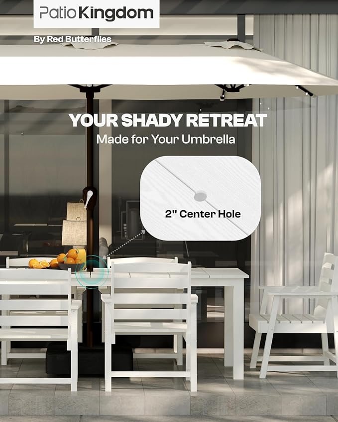 7-Piece White Outdoor Dining Set - Image 3