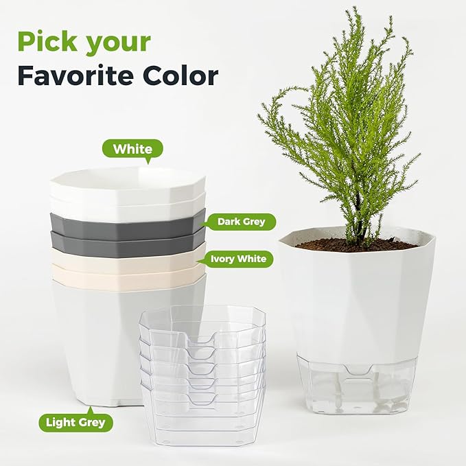5 Pack Self Watering Pots for Indoor Plants 6.7 Inches Self Watering Planters - Image 7