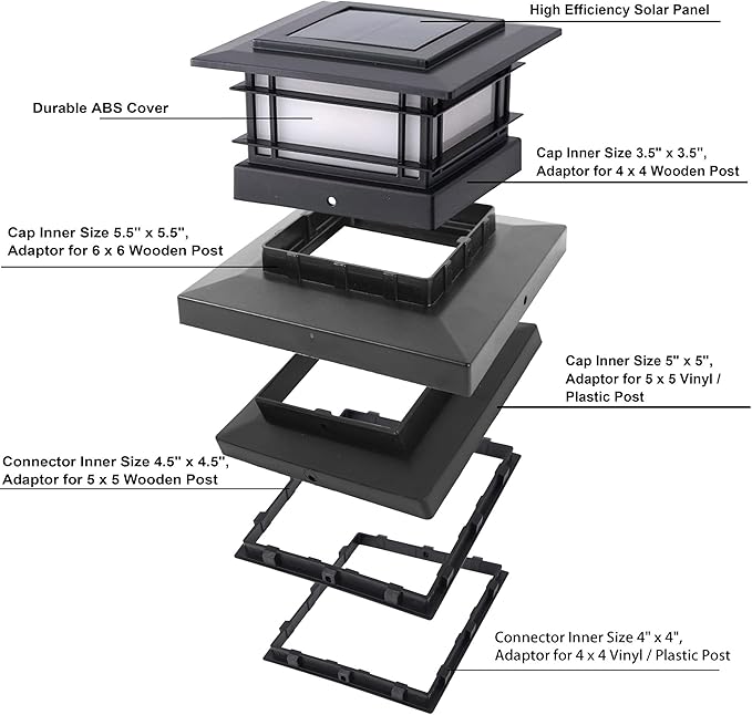 Dynaming 6 Pack Solar Post Cap Lights Outdoor - Image 7