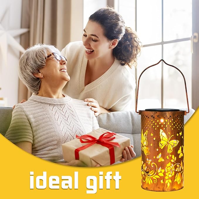 Butterfly Solar Lanterns Outdoor Hanging, Hollowed-Out Metal Waterproof LED - Image 6