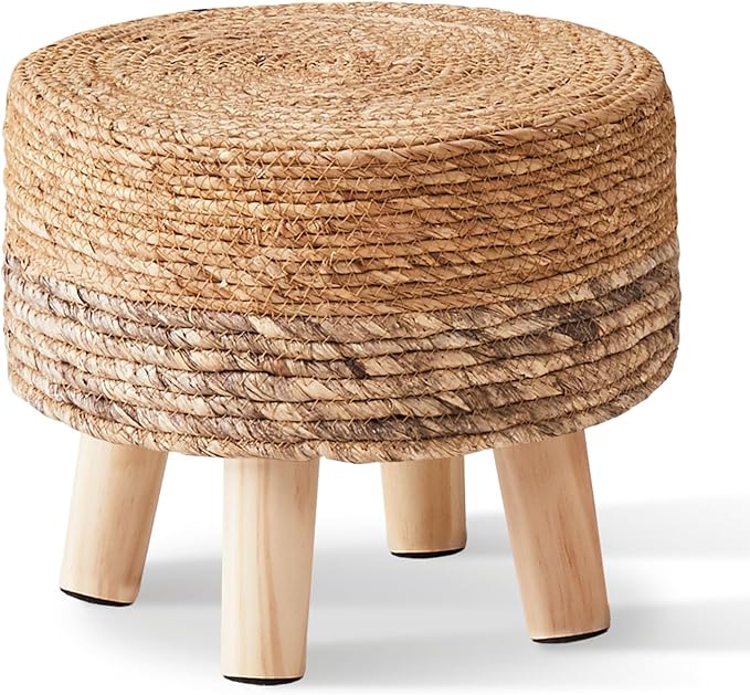 Cpintltr Ottoman Outdoor Sea Grass Stool Poufs Hand Woven Round Foot Stool - Image 4