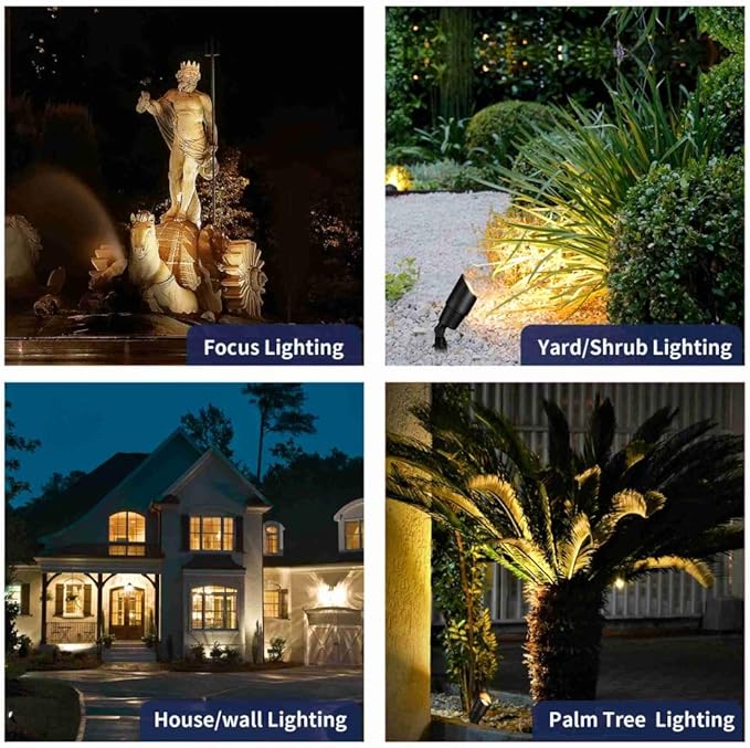 Gardenreet Black Brass Low Voltage Landscape Spotlights Kit 12V LED - Image 4