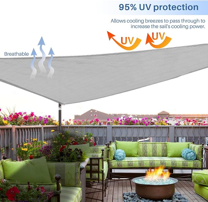 E&K Sunrise 21' x 21' x 21' Sun Shade Sail Triangle Canopy Shade Cover UV Block - Image 5