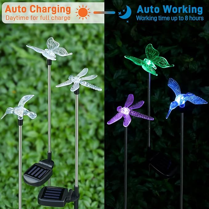 OxyLED Solar Garden Stake Lights 6 Pack Outdoor LED Figurine Lighting Color - Image 3