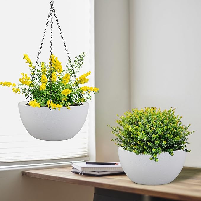 8 inch Small Hanging Planters for Indoor Outdoor Plants, 2 Pack Hanging Flower - Image 5
