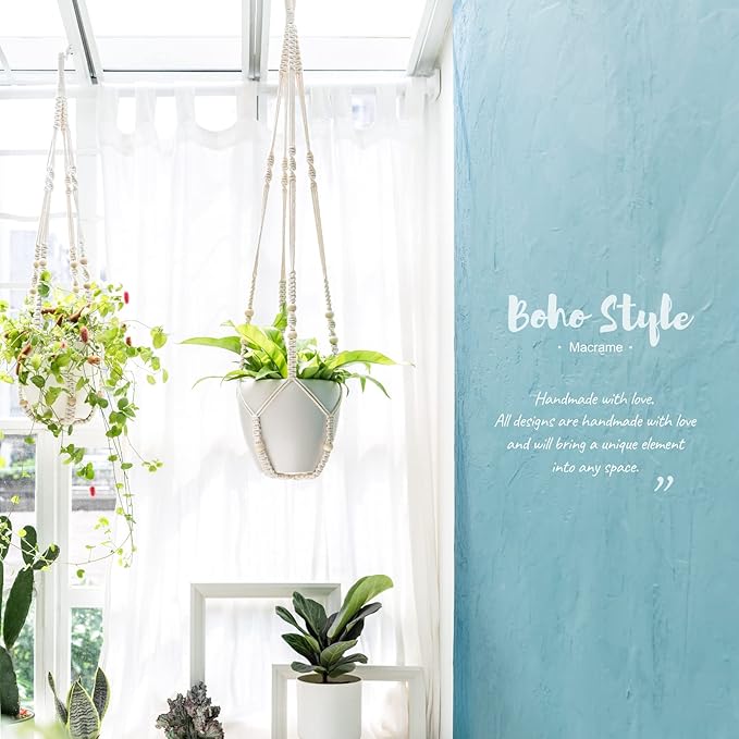 Mkono 3 Pack Macrame Plant Hangers Indoor Different Size Hanging Planter Basket - Image 3