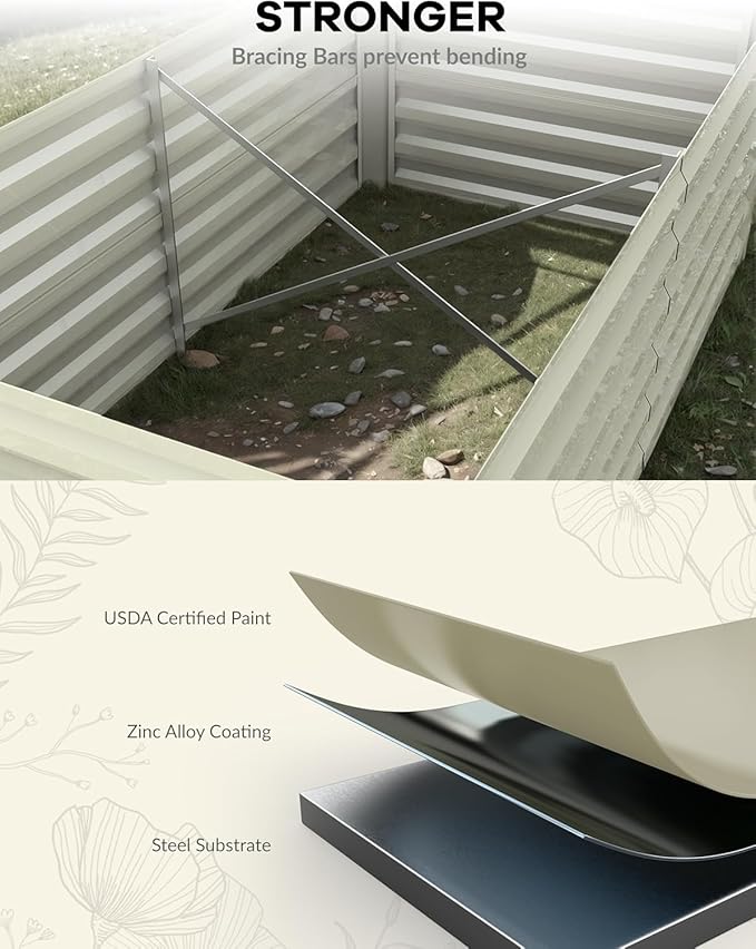 Garvee 8x4x2ft Galvanized Raised Garden Bed Outdoor, Rust-Resistant Raised - Image 3
