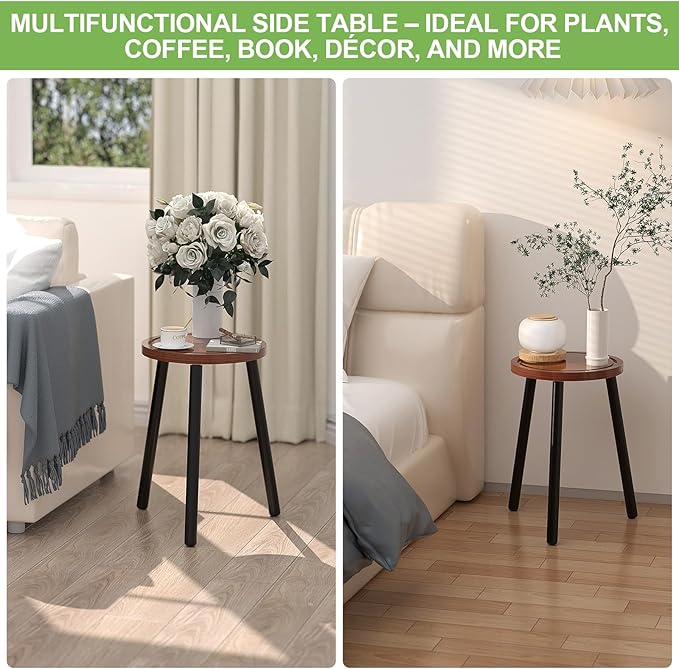 Wood Plant Stands Indoor, 16.7" Tall Plant Stand Outdoor Mid-Century Plant Stool - Image 3