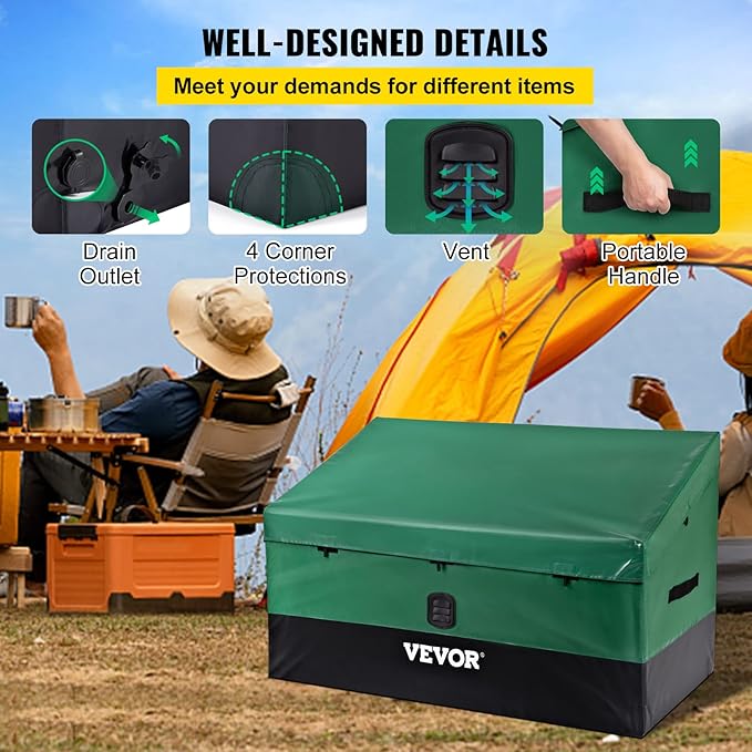 VEVOR Outdoor Storage Box, 100 Gallon Waterproof PE Tarpaulin Deck Box - Image 5