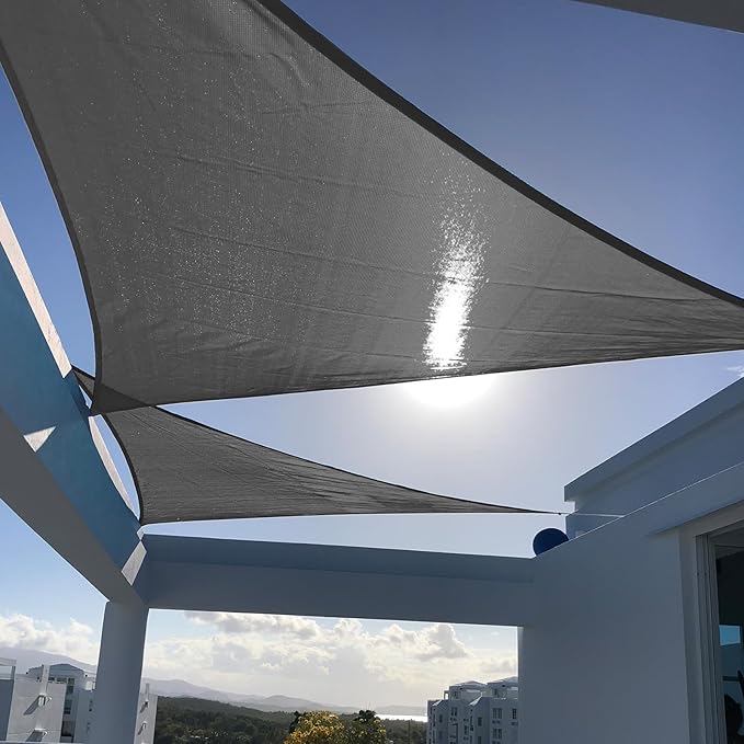 SUNNY GUARD Sun Shade Sail 16'x16'x22' Triangle Dark Grey UV Block Sunshade by SUNNYGUARD