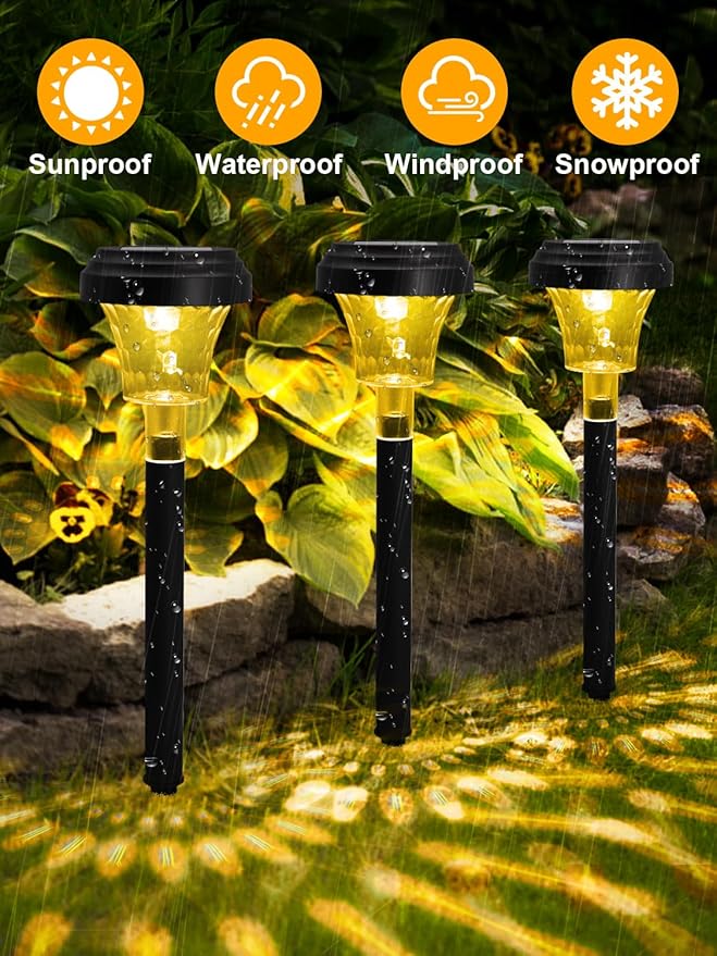 ROOR Solar Pathway Lights 8 Pack, Outdoor Solar Yard Lights, RGB Color - Image 3