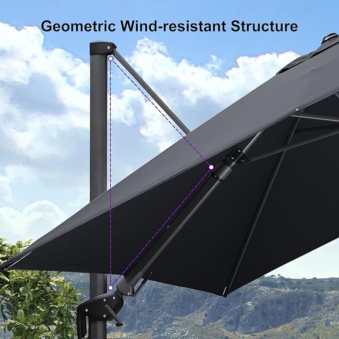 PURPLE LEAF 9' X 12' Left-right Tilt Patio Umbrella Outdoor Cantilever Swivel - Image 9