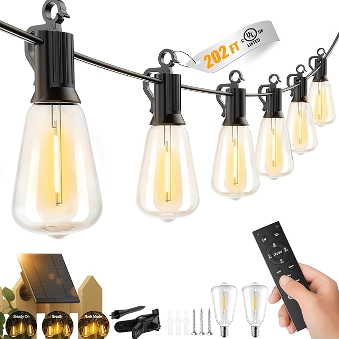 Brightown 202FT Solar String Lights Outdoor Waterproof by Brightown