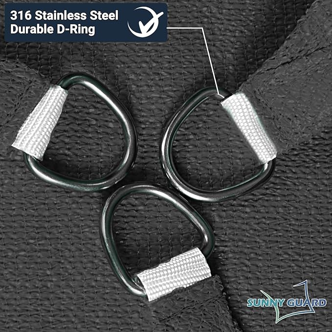 SUNNY GUARD Custom Size 10'x14'x17.2'Graphite Grey Sun Shade Sail Right - Image 6