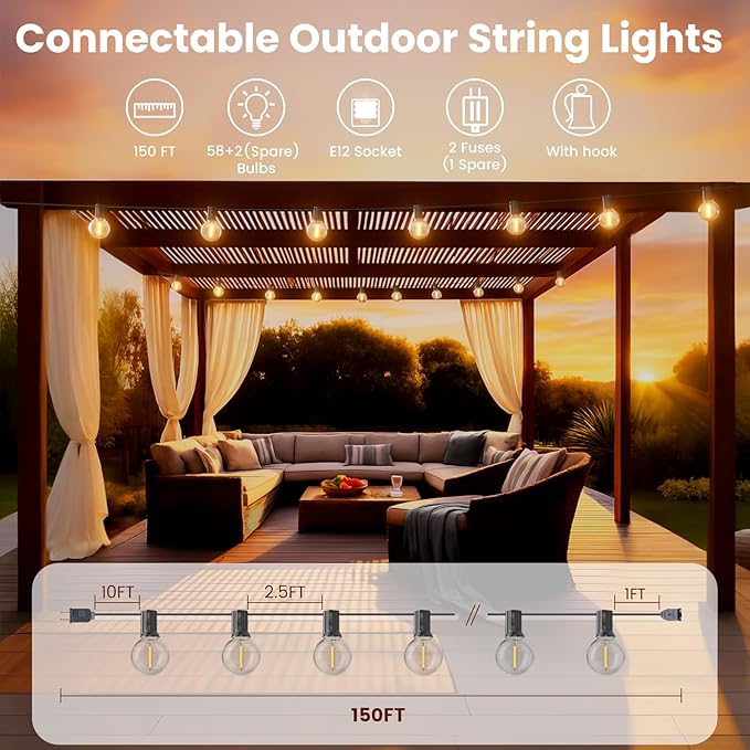 RTTY Classic Series 150FT Outdoor String Lights Pro Set - Image 2