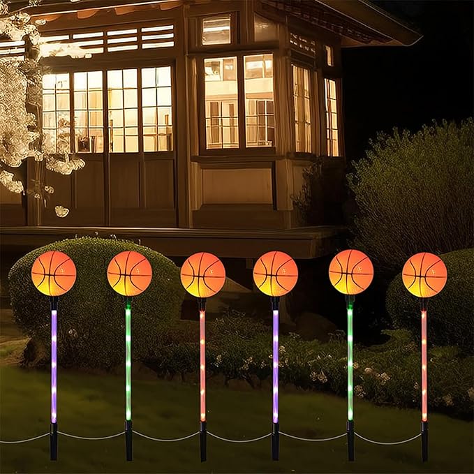Battery Powered Garden Sports Ball Theme Party Stake Lights Basketball LED by AUGPET