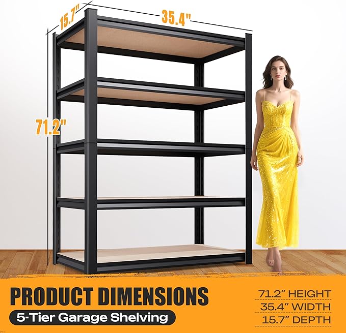 Set of 3 Garage Shelving Heavy Duty Storage Shelves, Metal Adjustable Shelving - Image 3