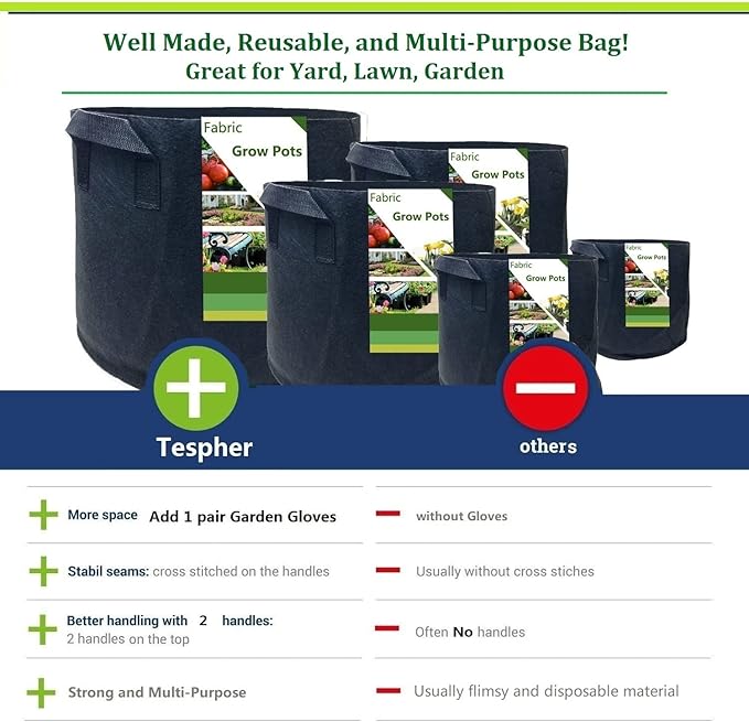 3-Pack 20 Gallon Thickened Plant Grow Bags Large Heavy Duty Fabric Plant Pots - Image 8