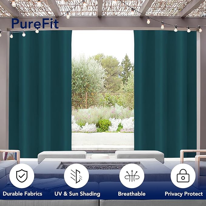 PureFit Outdoor Curtains for Patio Waterproof Weatherproof, UV Resistant - Image 3