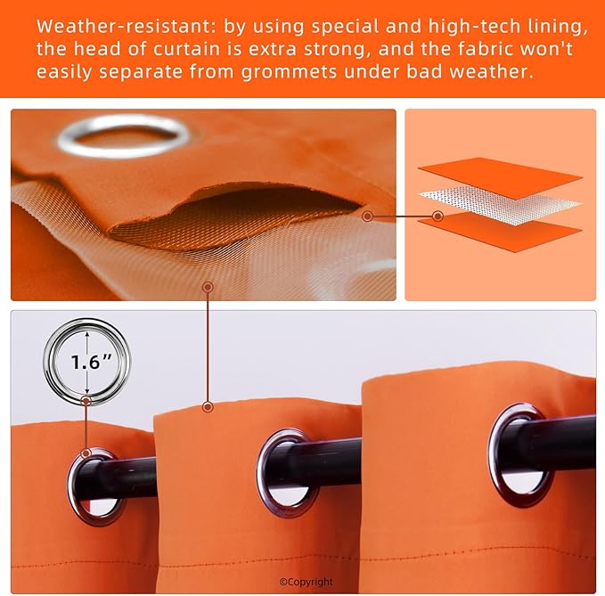 Outdoor Patio Curtain Waterproof Darkening Thermal Insulated Indoor Curtains - Image 3