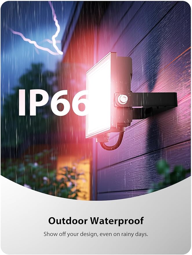 Onforu LED Flood Light Outdoor 700W Equiv, 70W Color Changing RGBW 2700K - Image 7