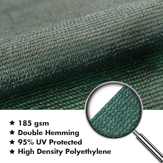 KANAGAWA 6'X14' Dark Green Custom Size Sun Shade Sail Rectangle UV Block Canopy - Image 4