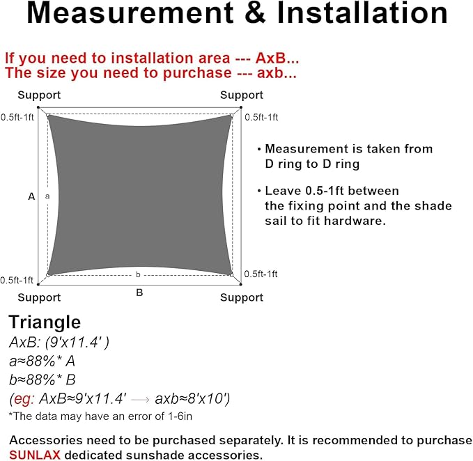 SUNLAX Sun Shade Sail 10' x 16' Graphite Grey Rectangle Canopy Sail Shade Cover - Image 2