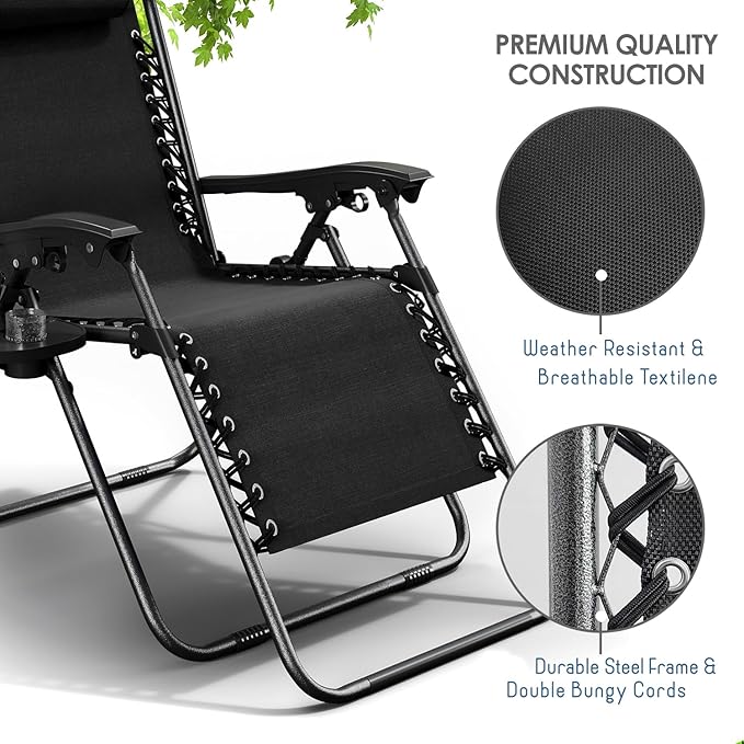 Nestl Zero Gravity Chairs Set of 2, Patio Lounge Chair Outdoor - Image 7