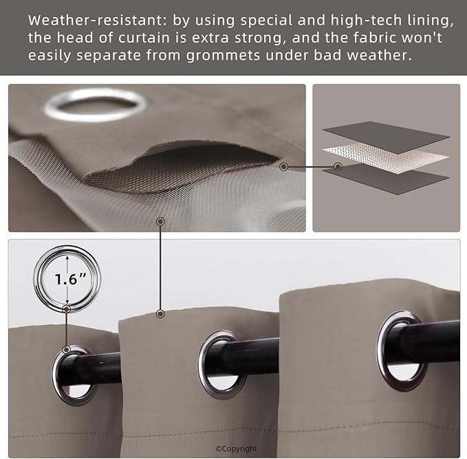 Waterproof Outdoor Curtain W84 x L84 - Image 3