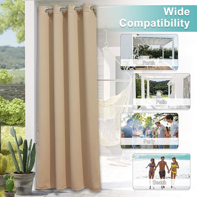 NICETOWN 2 Panels Biscotti Beige Outdoor Curtains - Image 7