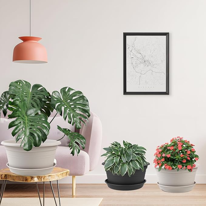 Large Flower Pots Set of 4 Pack 13 inch, Plant Pots Outdoor Planters - Image 7