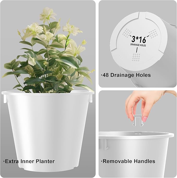 Kante Tall Round Planter Set of 2, 13 Inch Tall Decorative Planter Pots - Image 7