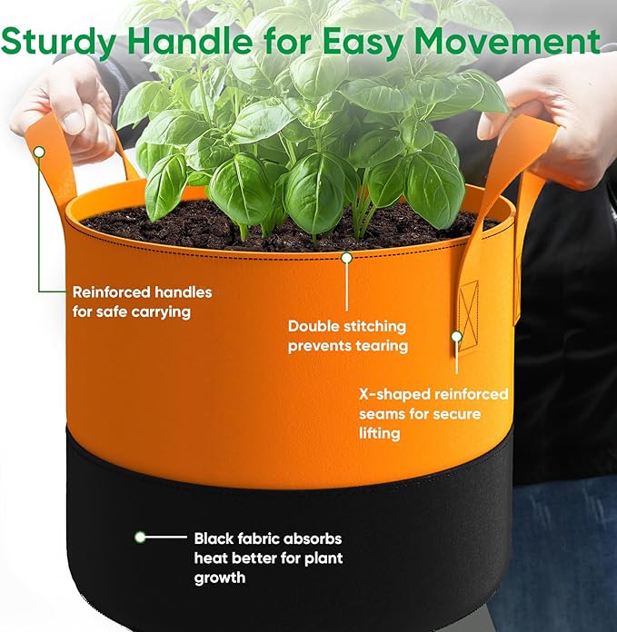 15-Gallon Grow Bags for Potato Planting: 6 Pack Heavy Duty 350G Thickened - Image 5