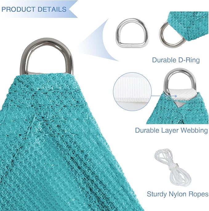 E&K Sunrise 2' x 2' x 2' Sun Shade Sail Triangle Canopy Shade Cover UV Block - Image 4