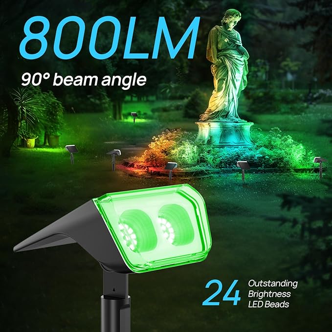 Consciot Solar Spot Lights Outdoor, 30 LEDs Waterproof Color Changing Solar - Image 3