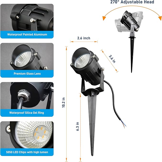 Christmas RGBW Landscape Spotlight, 12W RGBW Color Changing Outdoor Spot Lights - Image 8