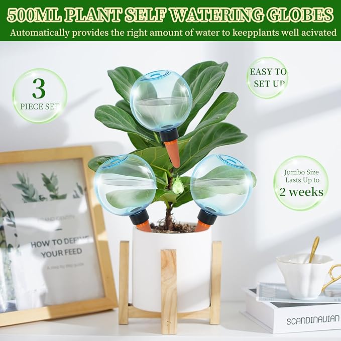 3pcs Large Plant Self Watering Globes, 17.5 oz Plastic Water Bulbs Top Fill - Image 4