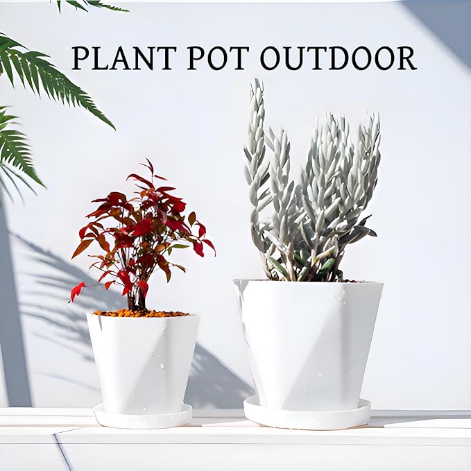 InmeRun Plant Pots Indoor Plastic Flower Pots Outdoor 5 inch Set of 12 Pack - Image 3