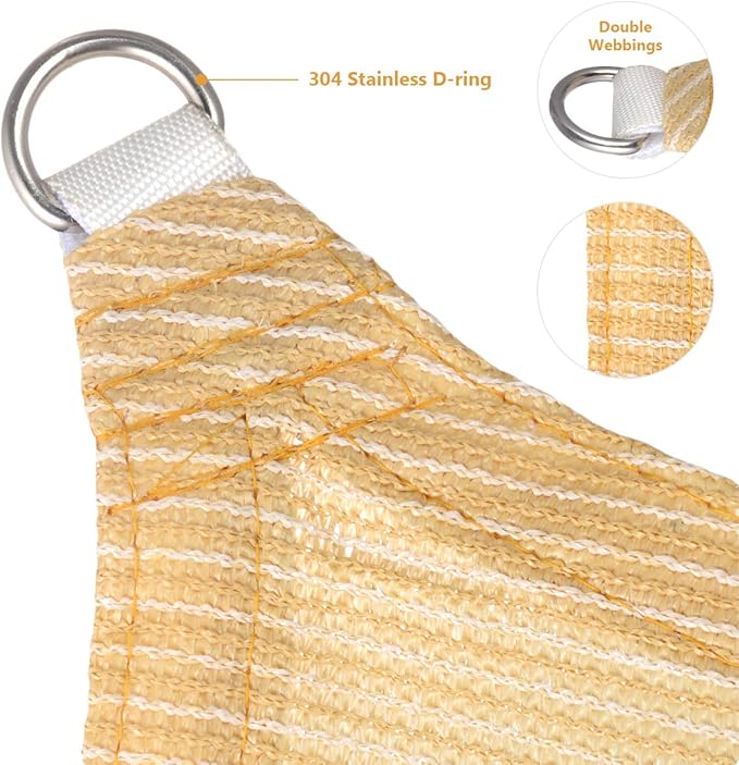Eden's Decor Straight Flat-Edged Sun Shade Sail Rectangular 8' x 16' Beige - Image 2