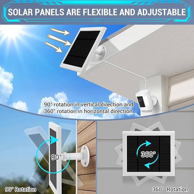 Solar Panel Outdoor for Ring Cameras Spotlight Cam Plus/Pro Stick Up Cam/Pro - Image 3