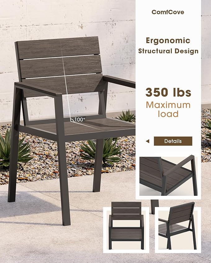 Outdoor Patio Dining Table, Aluminum & HDPS Outdoor Table - Image 5