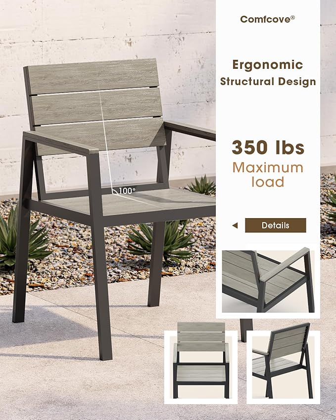 Outdoor Patio Dining Set for 4，Aluminum & HDPS Patio Table and Chairs Set - Image 4
