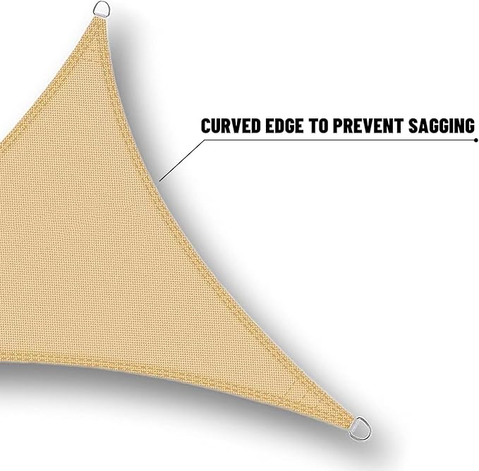 SUNNY GUARD Waterproof Sun Shade Sail 12'x15'x19.2' Sand Right Triangle UV - Image 5